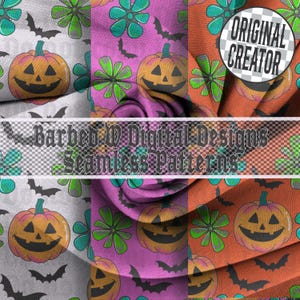 Spooky Halloween Seamless Pattern Bundle: Western Turquoise Yallternative PNG (Digital Download)
