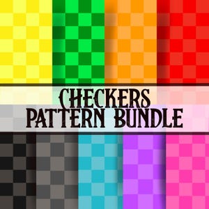 Checkers Pattern Bundle: Trendy Rainbow PNG (Digital Download)