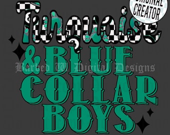 Turquoise & Blue Collar Boys PNG: Western Yallternative Design (Digital Download)