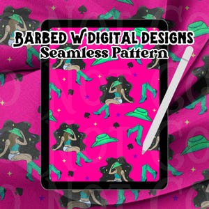 Cosmic cowgirl  seamless pattern, western pattern, aliens png, summer png, cowgirl pattern, spade png, punchy pattern, neon pattern