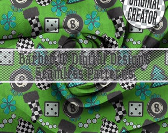 Western Christmas PNG: Turquoise Checkers, 8 Ball Pattern (Digital Download)