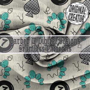 Turquoise Cowgirl Seamless Pattern: Western PNG (Digital File)