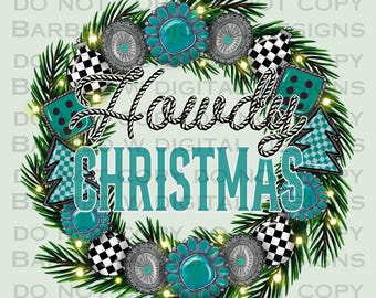 Western Christmas PNG: Cowgirl Turquoise Design (Digital Download)