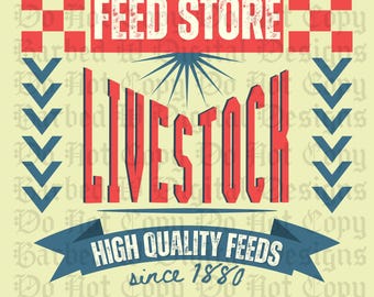 Feed Store PNG, Trendy Western Png, Vintage Western Design, Trendy Png, Old Feed Sack Png, Livestock png, Farm png, Ranch png, cattle png