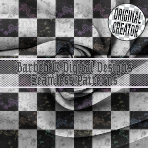 Grunge Checkers Seamless Pattern: Distressed Neutral PNG (Digital File)