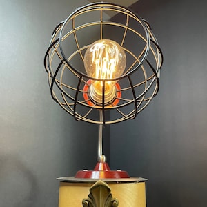 Recycled Cage Steampunk Lamp with Edison Bulb