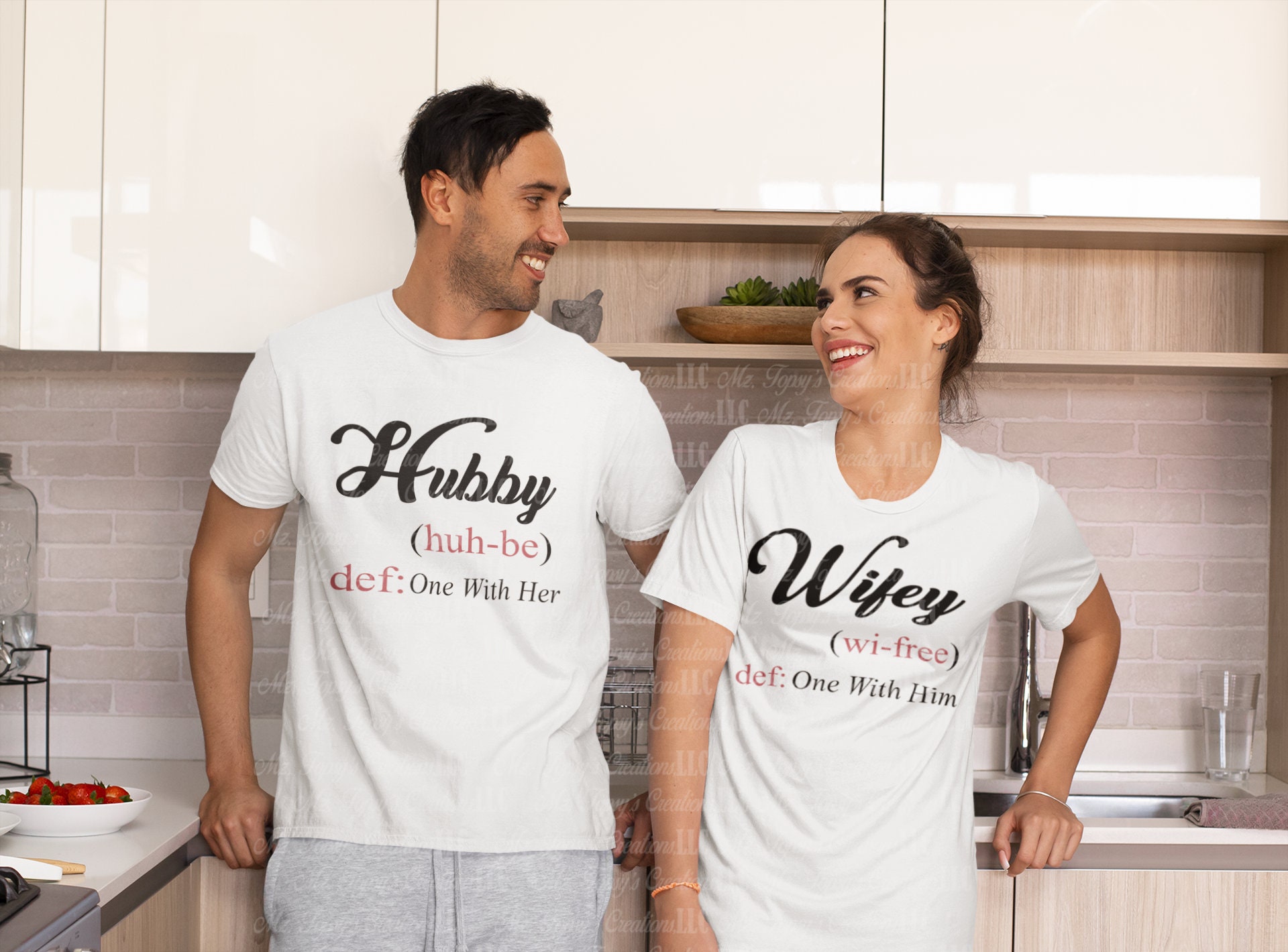 Hubby and Wifey definition Couples Tee Etsy