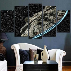 Millennium Falcon Sternennacht Leinwand Film Plakat 5 Teiligs Wand kunst Kunstdruck Bilder gemalt, gerahmt und ungerahmt