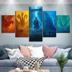 Godzilla Film Kinderzimmer Wand Kunst Poster Leinwanddruck