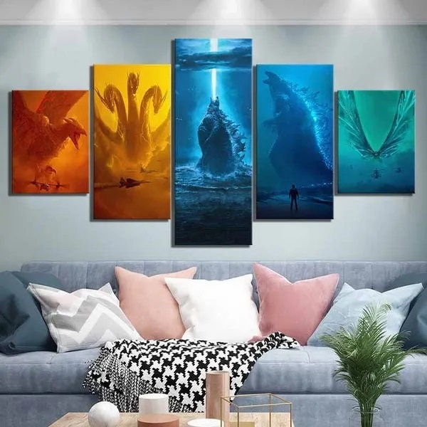 Godzilla Movie Kids Room Wall Art Poster Canvas Print
