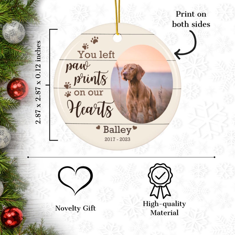 Dog Memorial Ornament, Custom Dog Photo Ornament, Dog Christmas