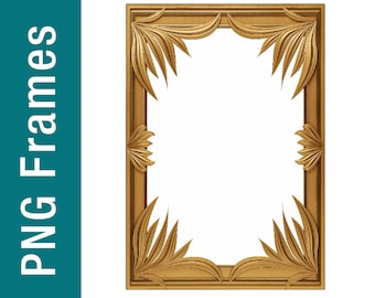 Shiny Gold Frames Clipart, Wedding Invitation Border (PNG)
