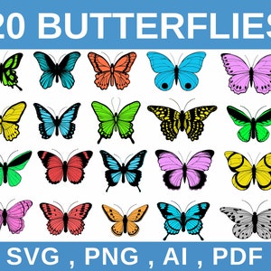 Papillon Bundle SVG fichiers, papillon SVG en couches, fichiers papillon pour Cricut, papillon Clipart, papillons Svg, Pdf, Ai, PNG