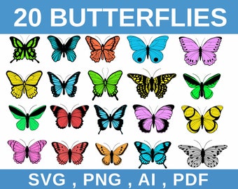 Pliki SVG Butterfly Bundle, Butterfly SVG Layered, Pliki Butterfly dla Cricut, Clipart Butterfly, Motyle SVG, Pdf, Ai, PNG