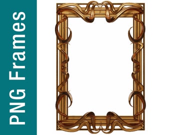 Shiny Gold Frames Clipart, Wedding Invitation Design (PNG)
