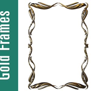 Gold Frames Clipart, Gold Border, Polygonal Frames Clipart, Golden Frame png, Shiny Gold Frames, Wedding Invitation Clipart, PNG