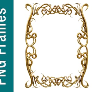 Gold Frames Clipart, Gold Border, Frames Clipart, Golden Frame png, Shiny Gold Frames, Wedding Invitation Clipart, PNG