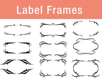 Label Frames Ai ,SVG , PNG, PDF , Curve Frames Svg, Label Frame Vector Clipart, Transparent Background