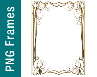 Gold Frames Clipart, Wedding Invitation Frames (PNG)