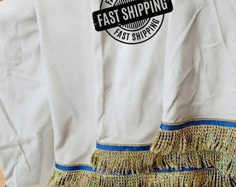 Bundle of 4 All White Hebrew Israelite Shirts w/Fringes (Fast Shipping)