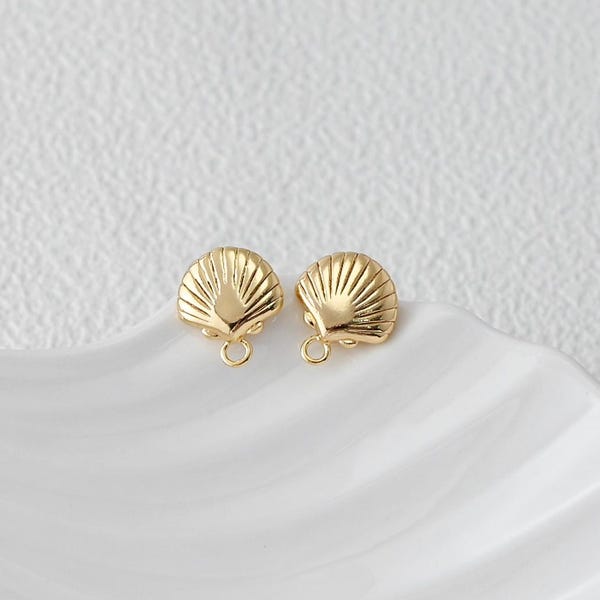 Boucles d'oreilles coquillage avec anneau, plaqué or 18 carats, sans nickel, clous d'oreilles hypoallergéniques ZX393
