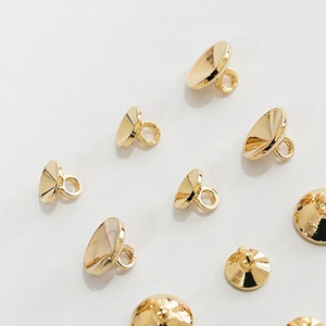 10pcs Beads Caps, Bead Cones, 18K Gold Plated, With Loop, 6mm, 8mm, Pearl Bead Caps, Jewelry Making BY015
