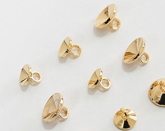 10pcs Beads Caps, Bead Cones, 18K Gold Plated, With Loop, 6mm, 8mm, Pearl Bead Caps, Jewelry Making BY015