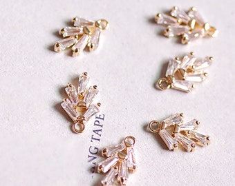 5pcs CZ Pave Leaves Charm, Cbuic Zircon Crystal Leaf Pendant, Bracelet Necklace Pendant, Gold Plated Charm,Jewelry Findings L003-F280