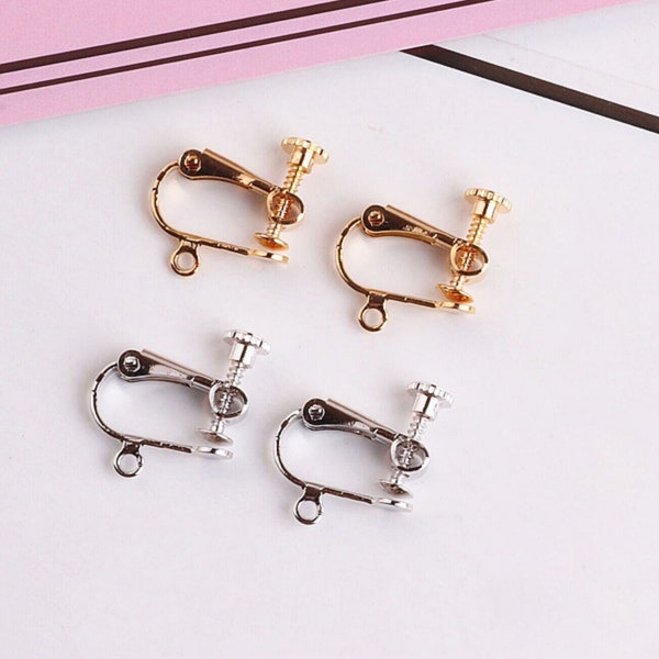 10 Pairs Non Pierced Screwback Earring Findings, with loop, 16x19mm, 18K Gold/Silver Plated, DIY Earring Finding BY005