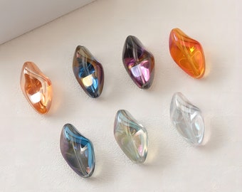 Contas de vidro irregulares, contas espaçadoras, 13 x 23 mm, contas soltas de vidro de cristal para fabricação de joias, contas DIY Finding GZ021