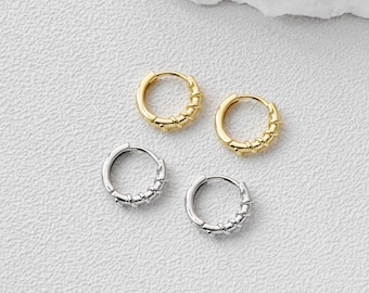 Gedrehte Ohrreifen, runde Creolen, 14 mm, 18K vergoldete Leverback Ohrringe, Huggie Creolen Ohrring D0513