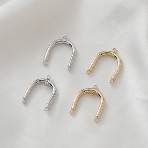 Gold Arched U-shape Connector with loops, 14K Gold Plated Earring Making Findings, 13x17mm Jewelry Findings JH009