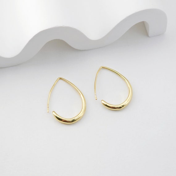 Fish Hooks, 18K Gold Plated Ear Wires, Drop Shaped Gold Earring