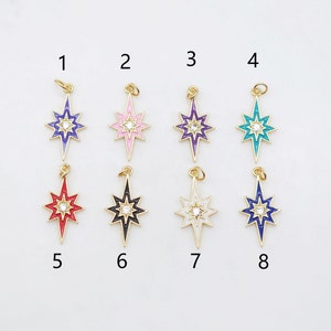 Multicolor Emaille Stern Charm, 18K Vergoldet Stern Anhänger, 21 mm, Halskette Armband Anhänger machen S20495