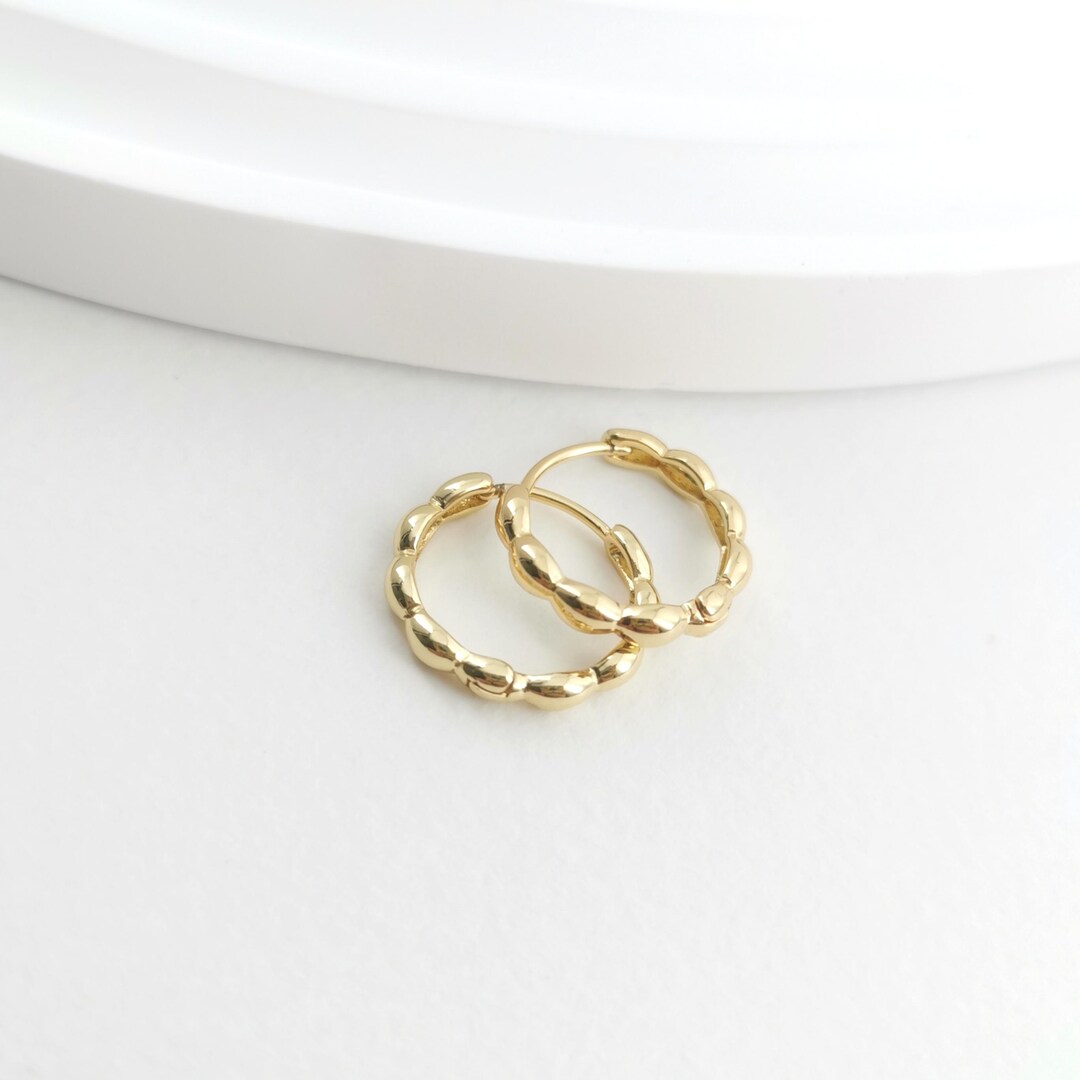 10pcs Gold Ear Hoops, 16mm, 18K Gold Plated Leverback Earrings