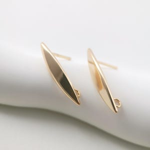 10pcs Gold leaves Earring Post With Loop, Nickel Free Earrings, Ear Stud Loop, Hypoallergenic Earring Findings ZX077