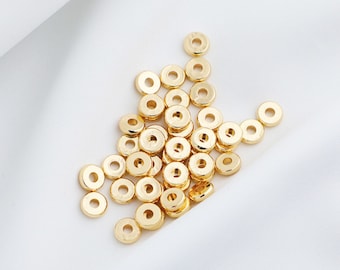 100PCS- Donut Spacer Beads, Tone Rondelle Spacer Beads, Tire Beads, 18k Gold Plated Beads, Bracelet Making, Jewelry Finding TH024-ZX7044