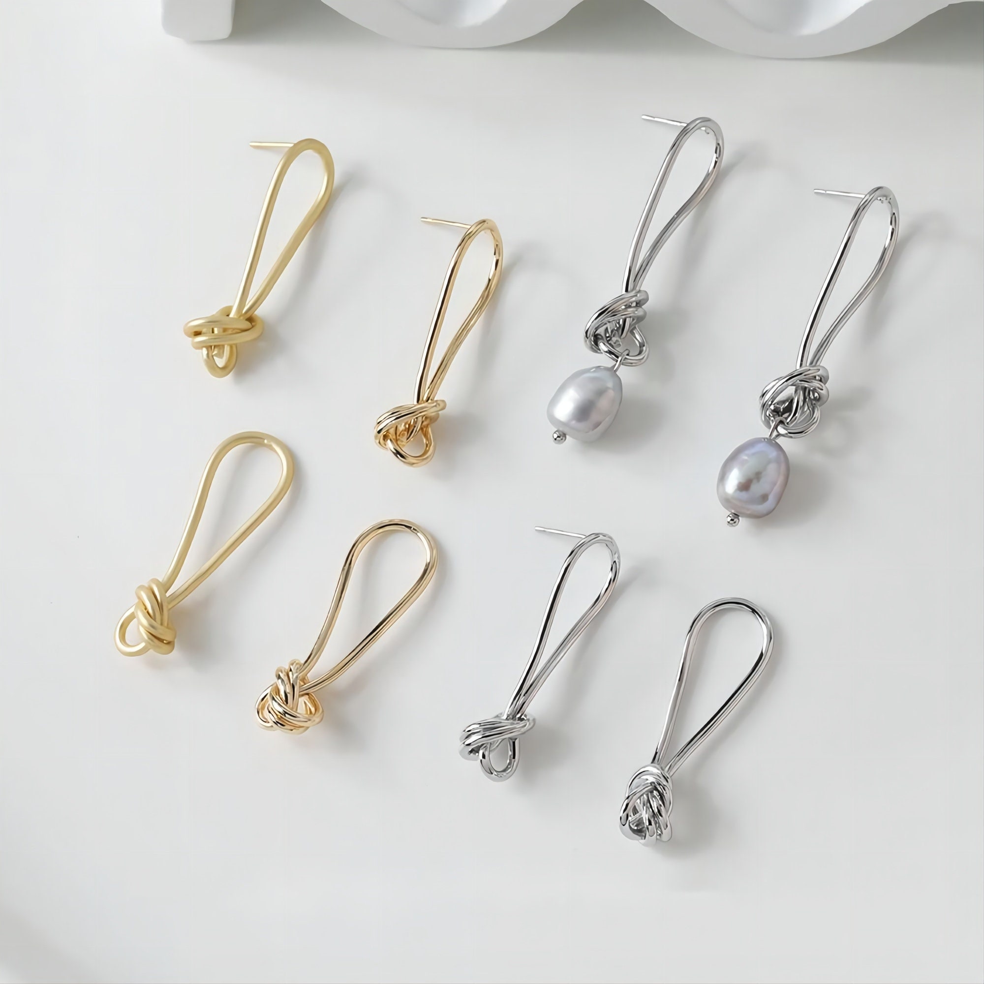 Orecchini A Perno Donna Con Nodo In Corda – Design Elegante In Ottone, Misura Unica