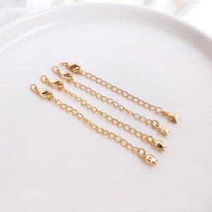 10PCS Extender Chain with Lobster Claw Clasps 65mm, 14K Gold Plated Necklace Bracelet Making Findings YY005