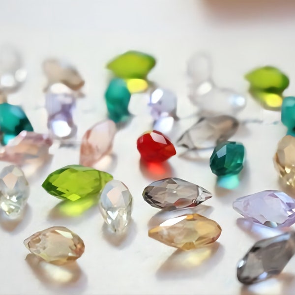 Perles de verre à facettes taillées en forme de larme, perles de goutte, 12x6mm, perles en vrac en verre de cristal pour la fabrication de bijoux, perles de bricolage trouvant GZ018