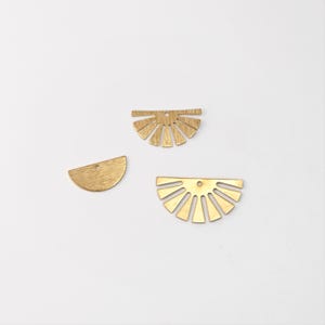 10pcs Raw Brass Semi Circle Charm, Clay Earring Making Findings, Handmade earring making Supplies Finding