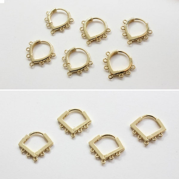 10PCS 18K Gold Plated Leverback Earring Parts with loops, Huggie Hoops Earring Parts, Ear Hoops, earring findings for Jewelry Making BB065