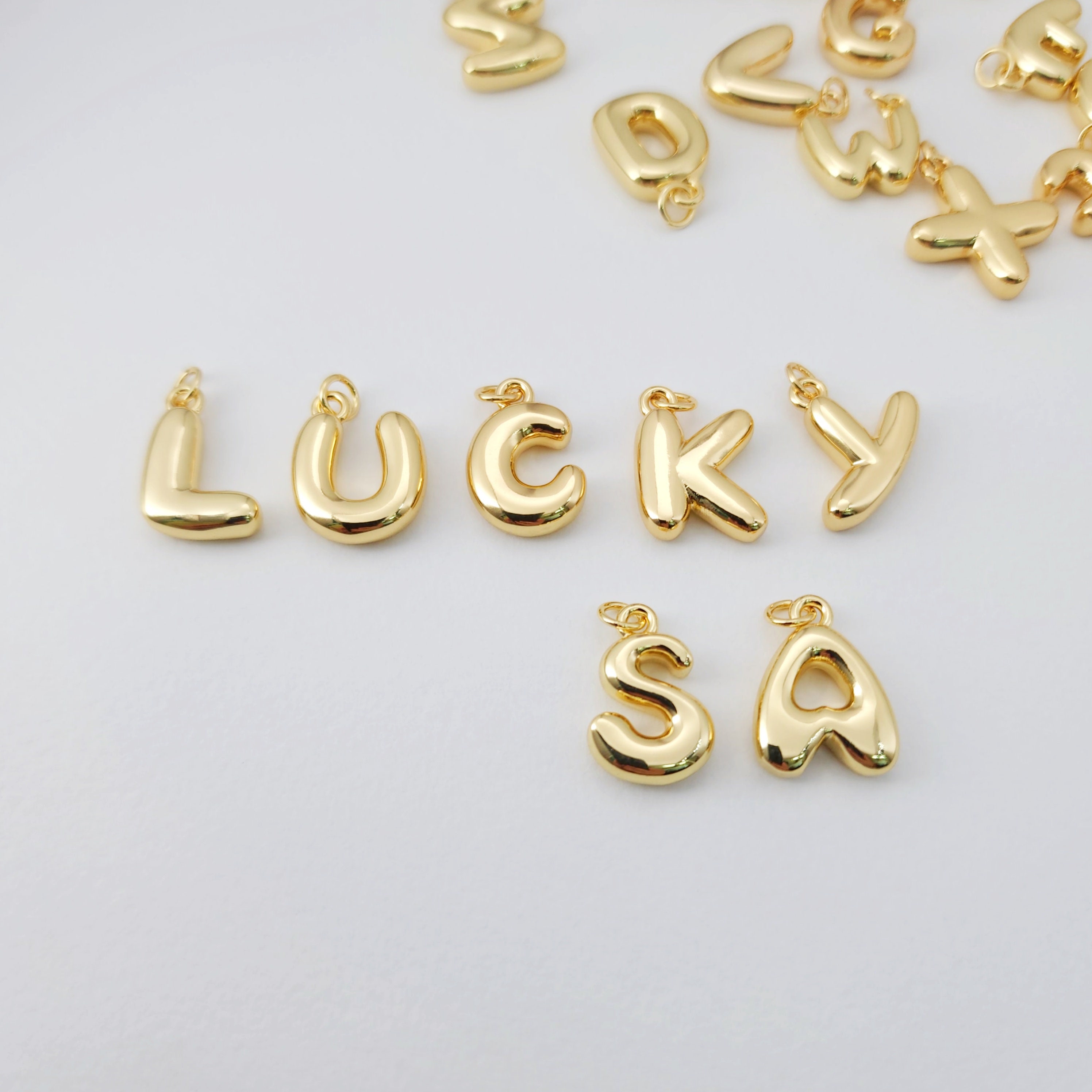 Alphabet Letter Charm, 18K Shiny Gold Plated Initial Charm ...