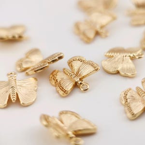 4PCS Bulk Gold Butterfly Charm, Dainty Gold Plated Butterfly Pendant, 10x10mm, Necklace Bracelet Earring Making Z010