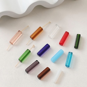 Glass Rectangle Tube Beads, Spacer Beads, 20x6mm, Crystal Glass Loose Beads for Jewelry Making, DIY Beads Finding GZ027