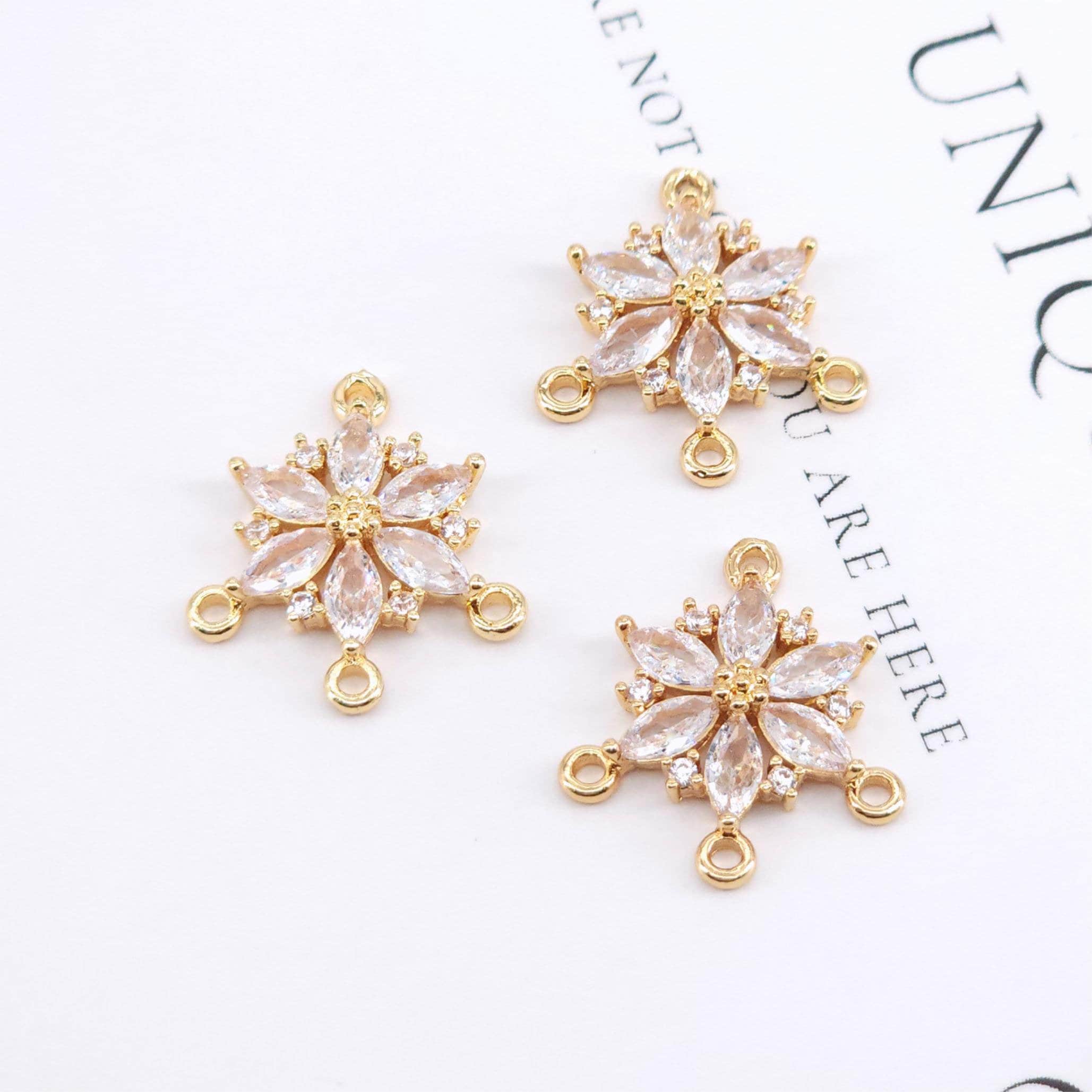 Flower Charm, Cubic Zircon Crystal Flower Pendant, CZ