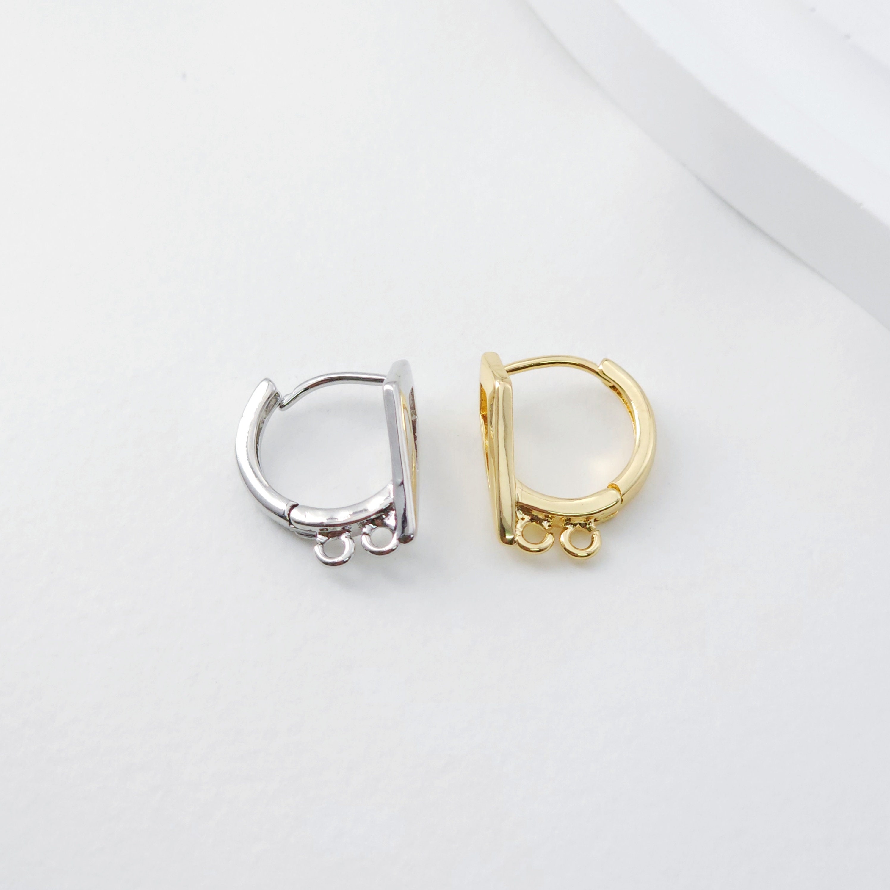 Loop Hoop Lock Geometric English Lock With Two Loops, Gold/rhodium Plated Earring Hoop ...