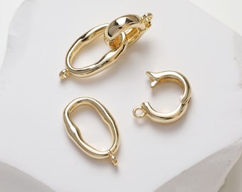 Double Loop Clasp, Necklace Connector, 14K Gold/Silver Plated, Neckalce Bracelet Making Pendant, Jewelry Supply Finding GZ235