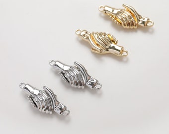 Handshake Magnetic Clasp, One Pair, 14K Gold Plated, 31.4*12.4mm, Clasp with loop, Connector, Bracelet Making Clasp ZZ039