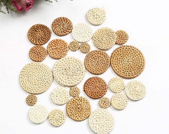4PCS Rattan Weaving Circular Weave Earring Findings, Boho earring making, Vacation Style Hawaii Handmade Earring Finding BS007